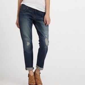 J Brand Aiden Bigtime low rise distressed boyfriend jeans blue